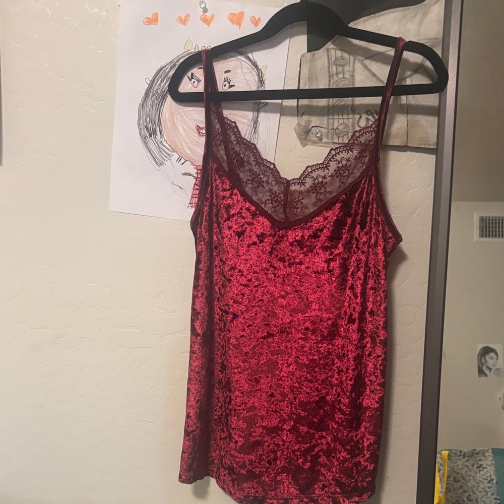 No Boundaries Red Velvet Lace Chemise